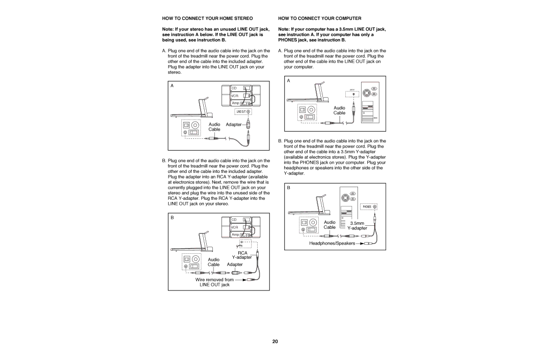 NordicTrack NTTL11990 manual HOW to Connect Your Home Stereo, HOW to Connect Your Computer 