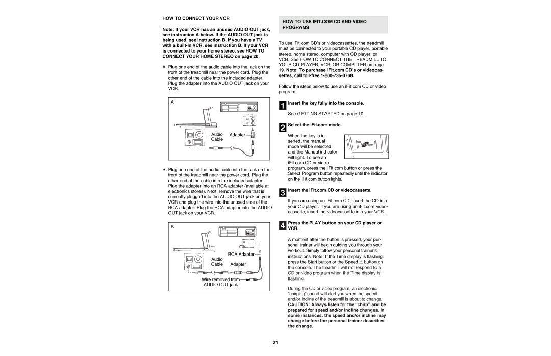 NordicTrack NTTL11990 manual HOW to Connect Your VCR, Audio Adapter Cable 