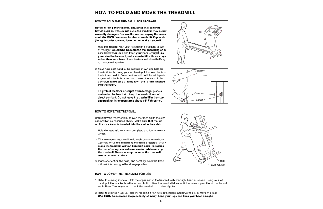 NordicTrack NTTL11990 HOW to Fold and Move the Treadmill, HOW to Fold the Treadmill for Storage, HOW to Move the Treadmill 