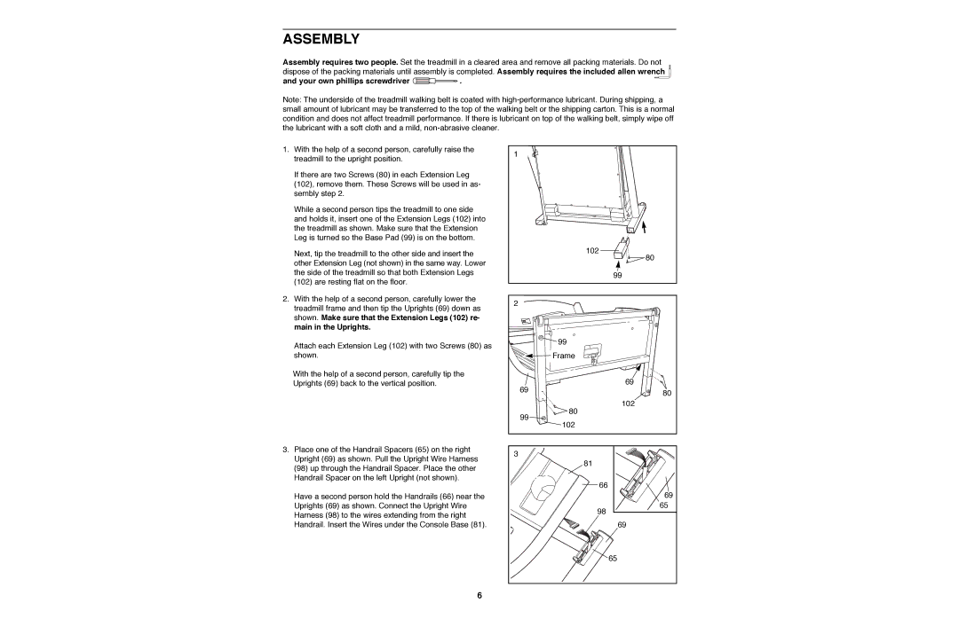 NordicTrack NTTL11990 manual Assembly, Your own phillips screwdriver 