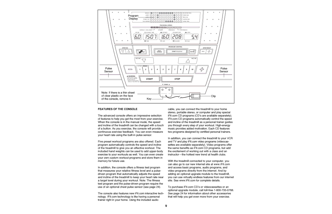 NordicTrack NTTL11990 manual Features of the Console 