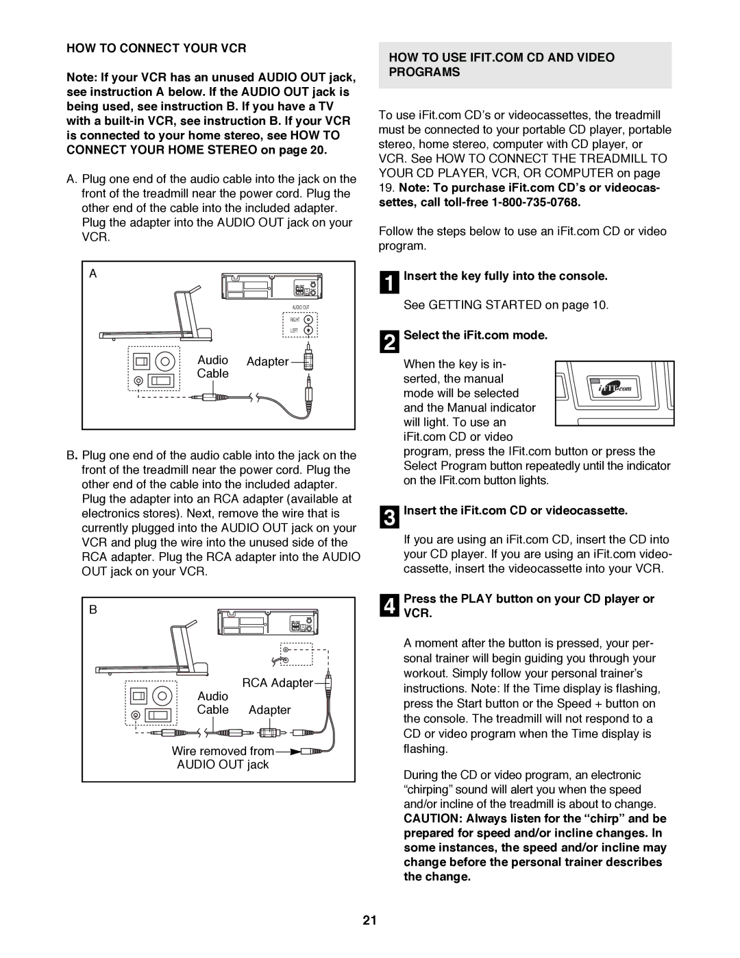 NordicTrack NTTL11991 manual HOW to Connect Your VCR, Audio Adapter Cable, PressVCR. the Play button on your CD player or 