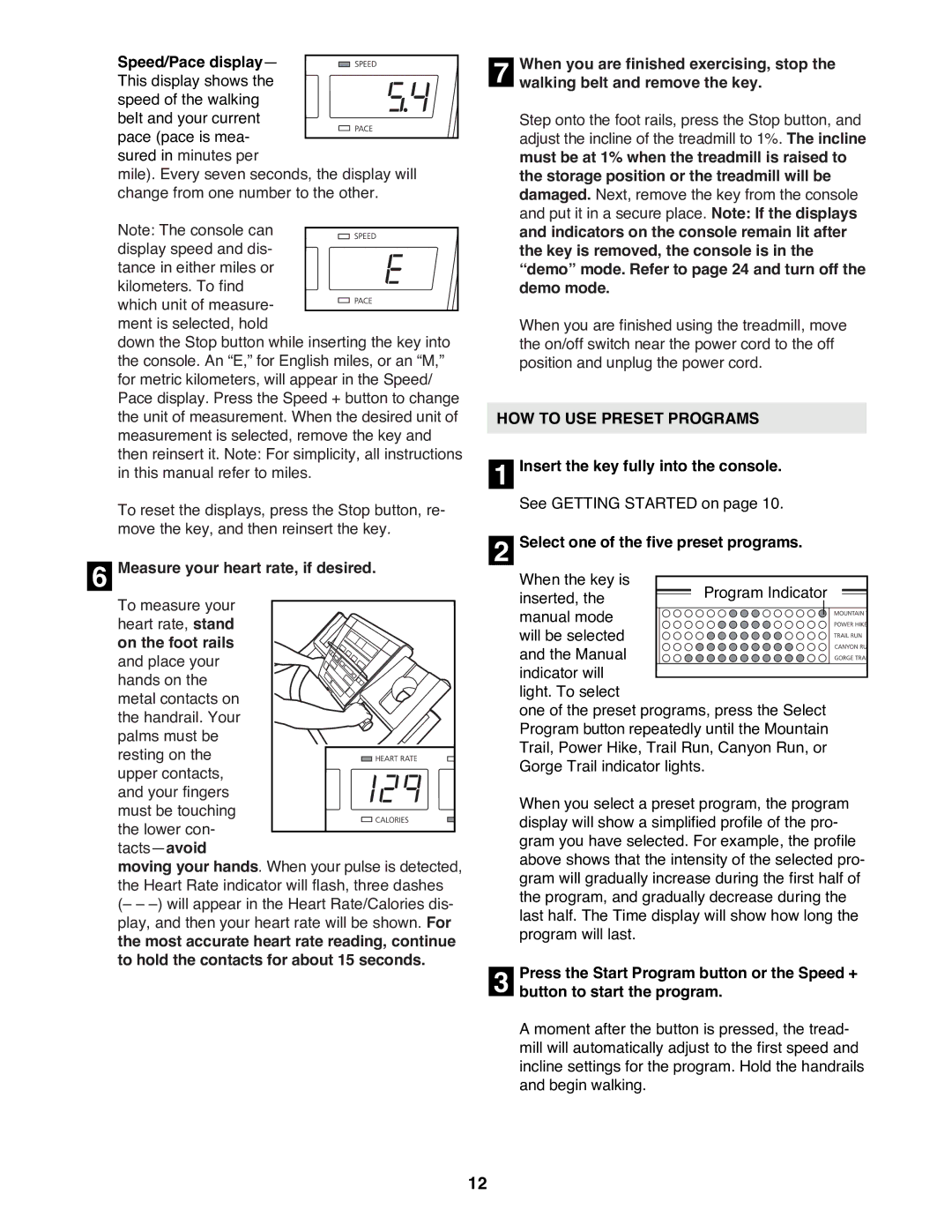 NordicTrack NTTL11993 user manual HOW to USE Preset Programs 