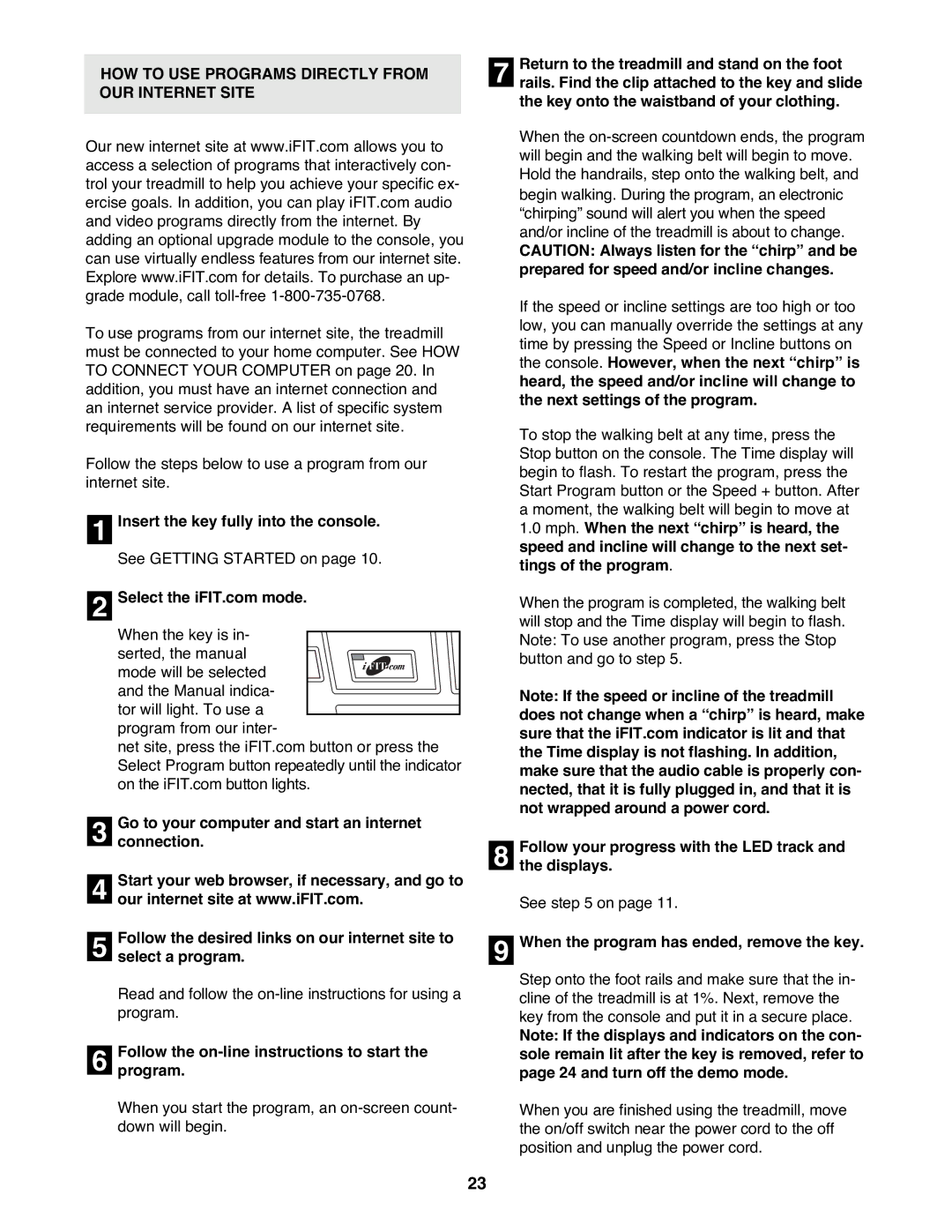 NordicTrack NTTL11993 HOW to USE Programs Directly from OUR Internet Site, Go to your computer and start an internet 