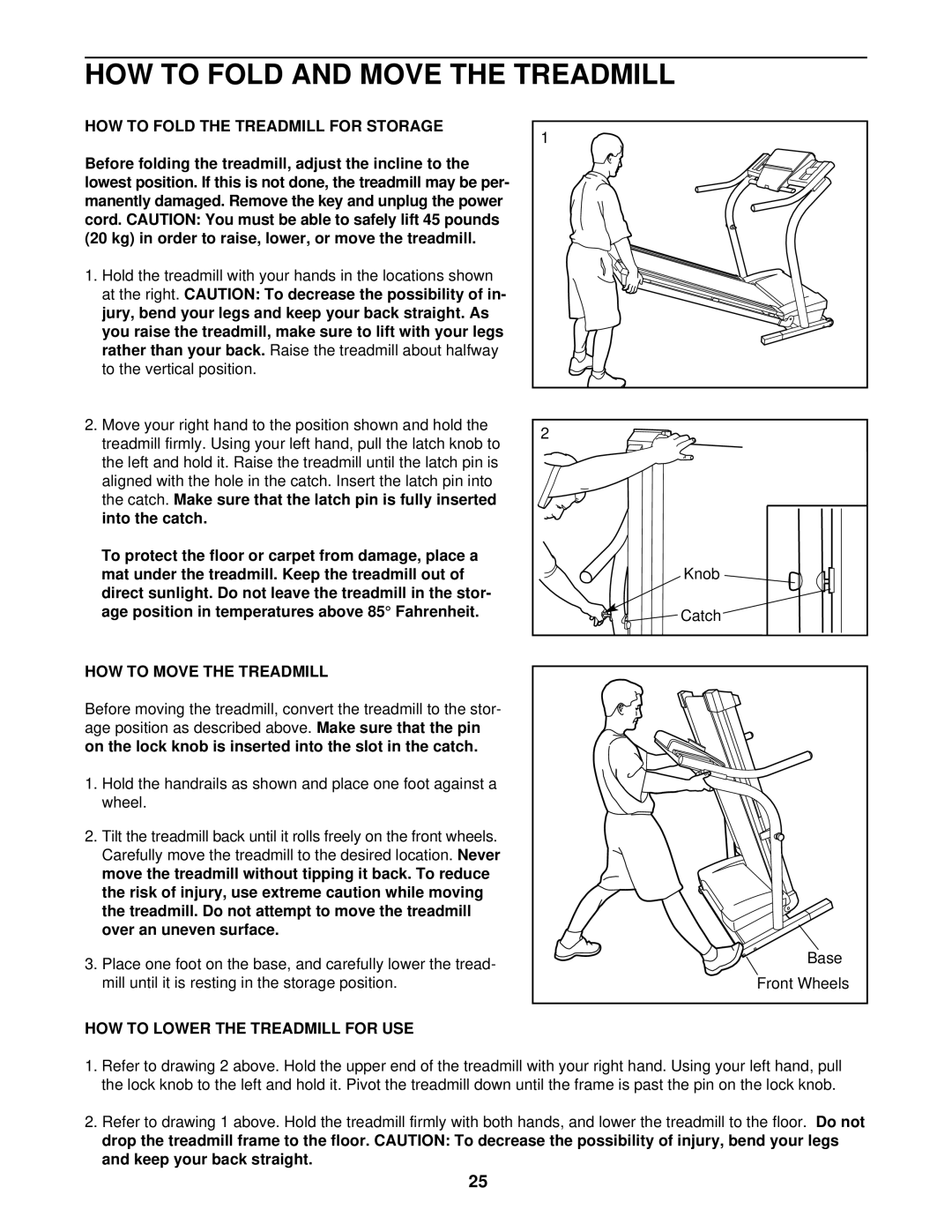 NordicTrack NTTL15020 HOW to Fold and Move the Treadmill, HOW to Fold the Treadmill for Storage, HOW to Move the Treadmill 