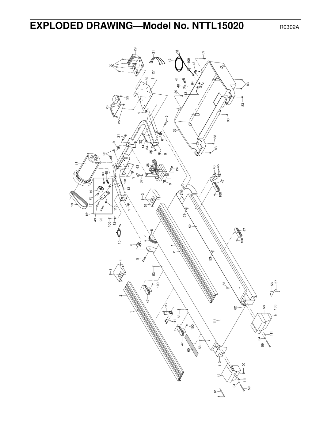 NordicTrack NTTL15020 user manual Exploded 