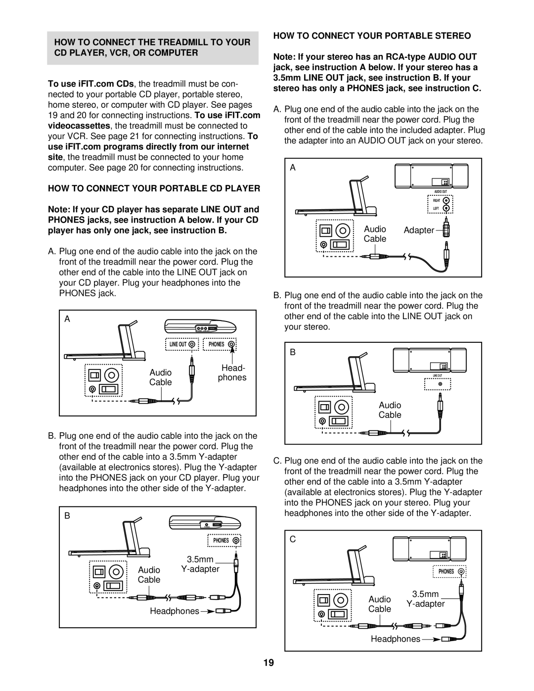 NordicTrack NTTL15021 user manual HOW to Connect Your Portable Stereo 