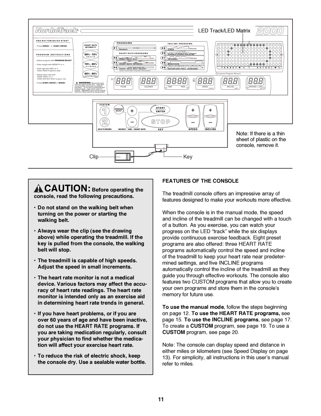 NordicTrack NTTL15083 manual Features of the Console 