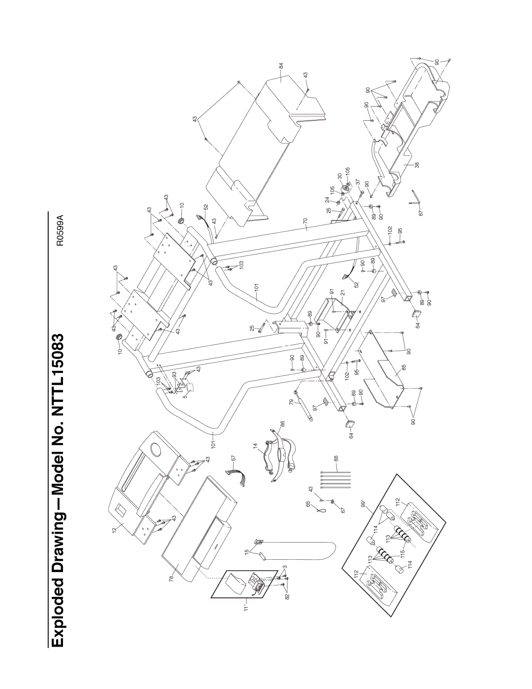 NordicTrack NTTL15083 manual 103 101 112 113 114 115 102 105 