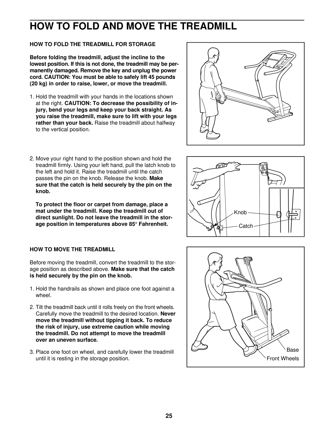 NordicTrack NTTL15510 HOW to Fold and Move the Treadmill, HOW to Fold the Treadmill for Storage, HOW to Move the Treadmill 