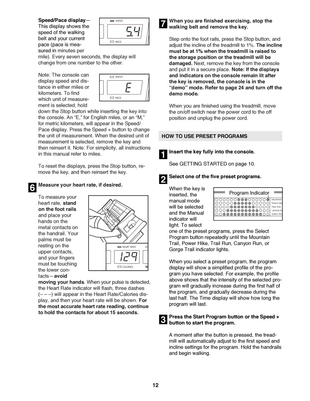 NordicTrack NTTL15991 user manual HOW to USE Preset Programs 