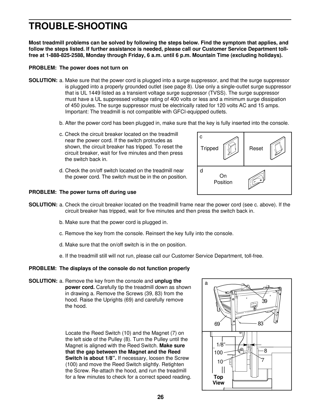 NordicTrack NTTL17900 user manual Trouble-Shooting, Problem The power turns off during use, Top 