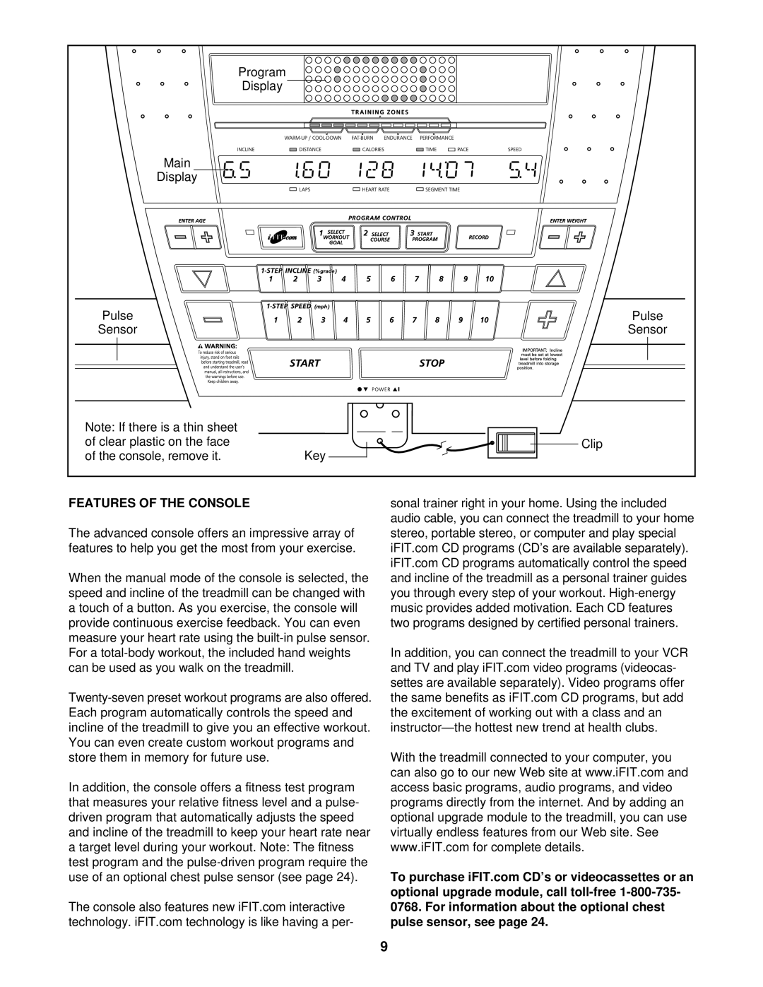 NordicTrack NTTL17900 user manual Features of the Console 