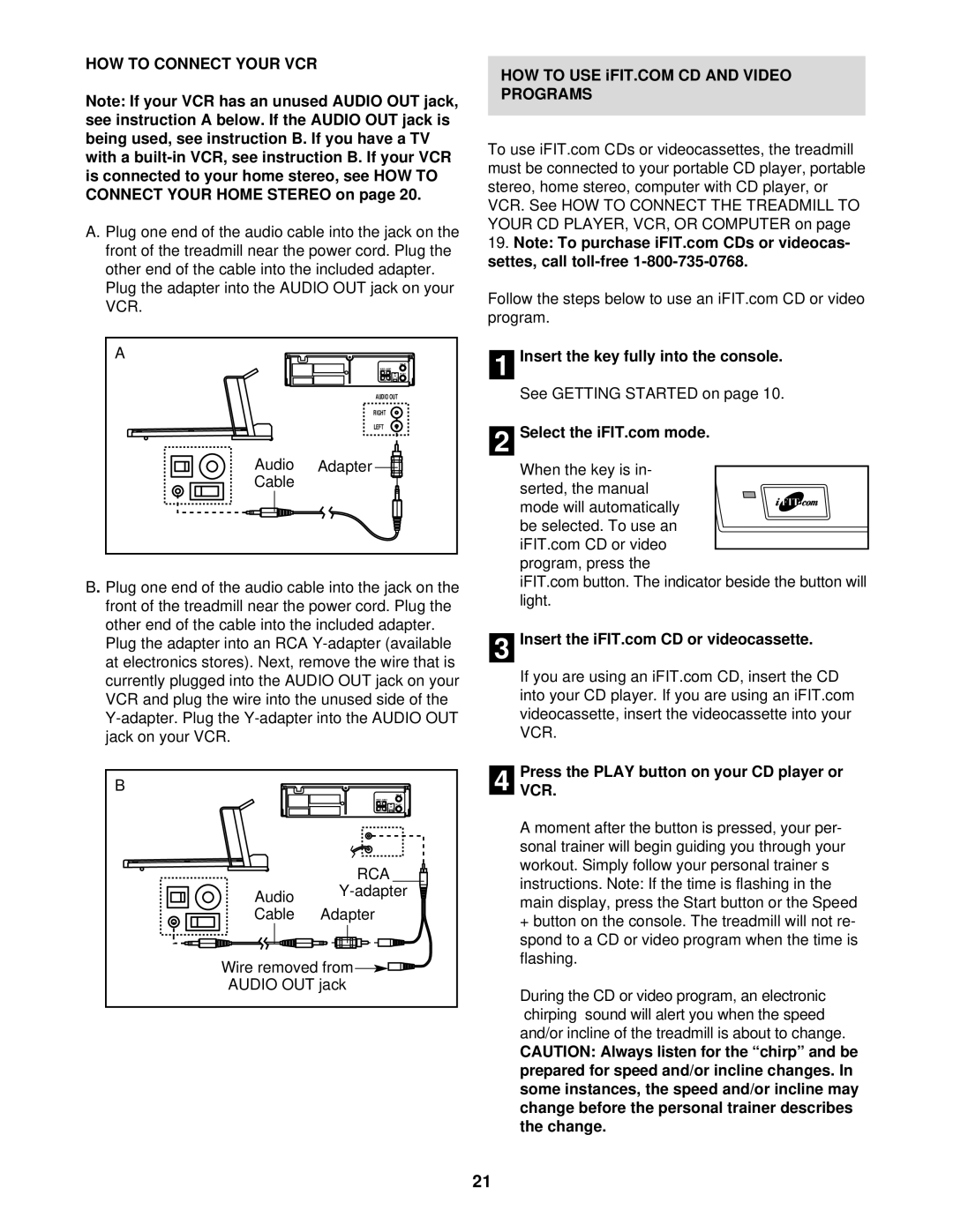 NordicTrack NTTL18510 manual HOW to Connect Your VCR, Audio Adapter Cable, PressVCR. the Play button on your CD player or 