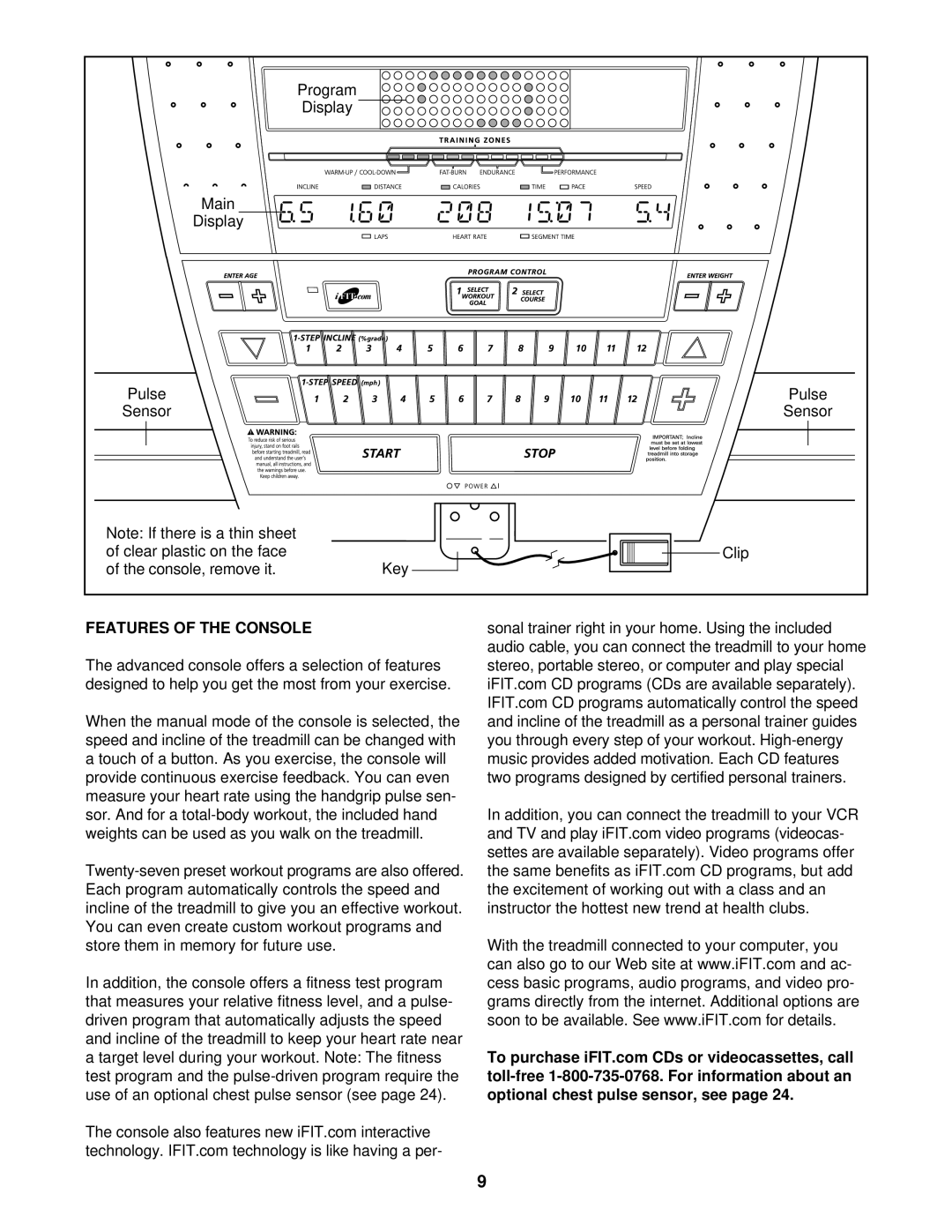 NordicTrack NTTL18510 manual Features of the Console 