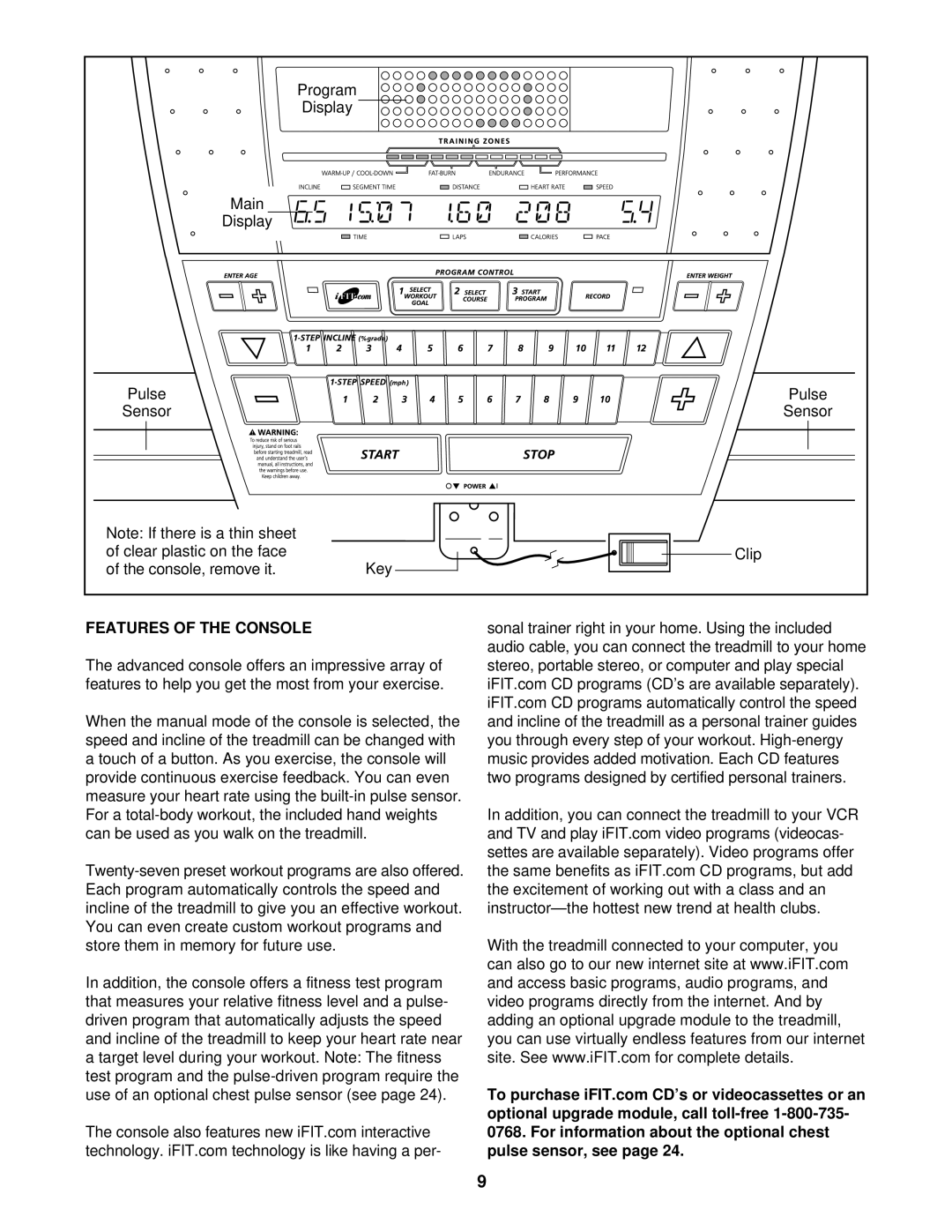 NordicTrack NTTL18901 user manual Features of the Console 