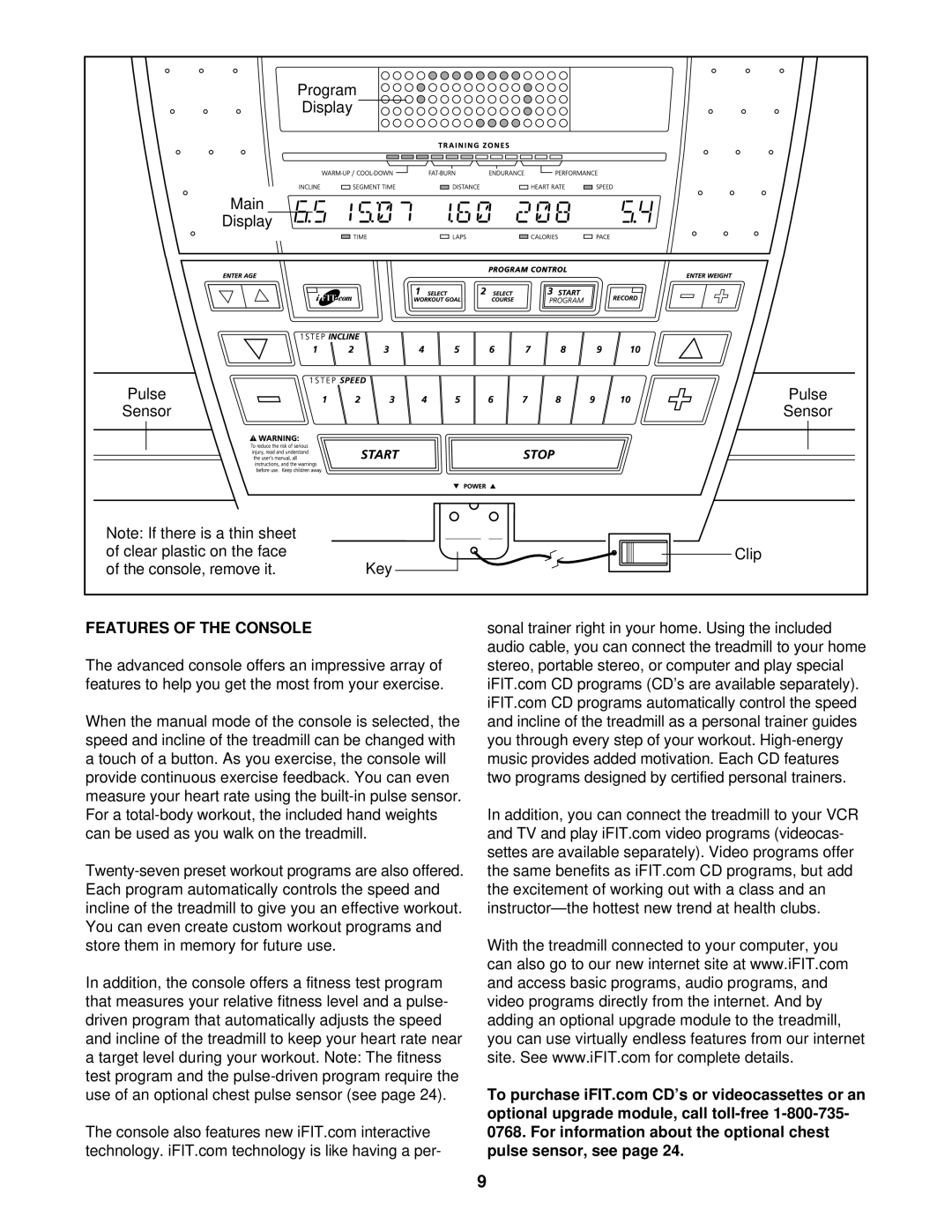 NordicTrack NTTL18991 manual Features of the Console 