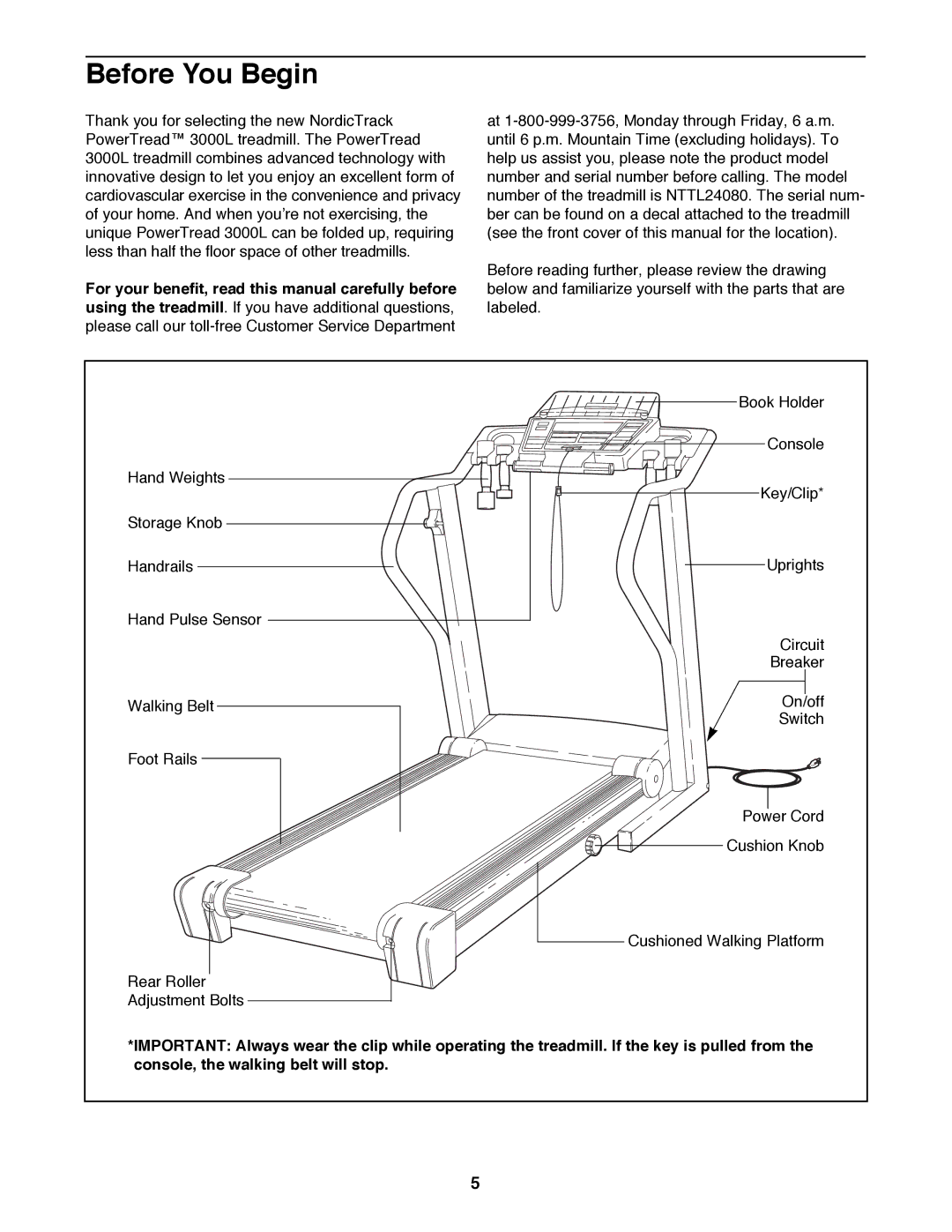 NordicTrack NTTL24080 manual Before You Begin 