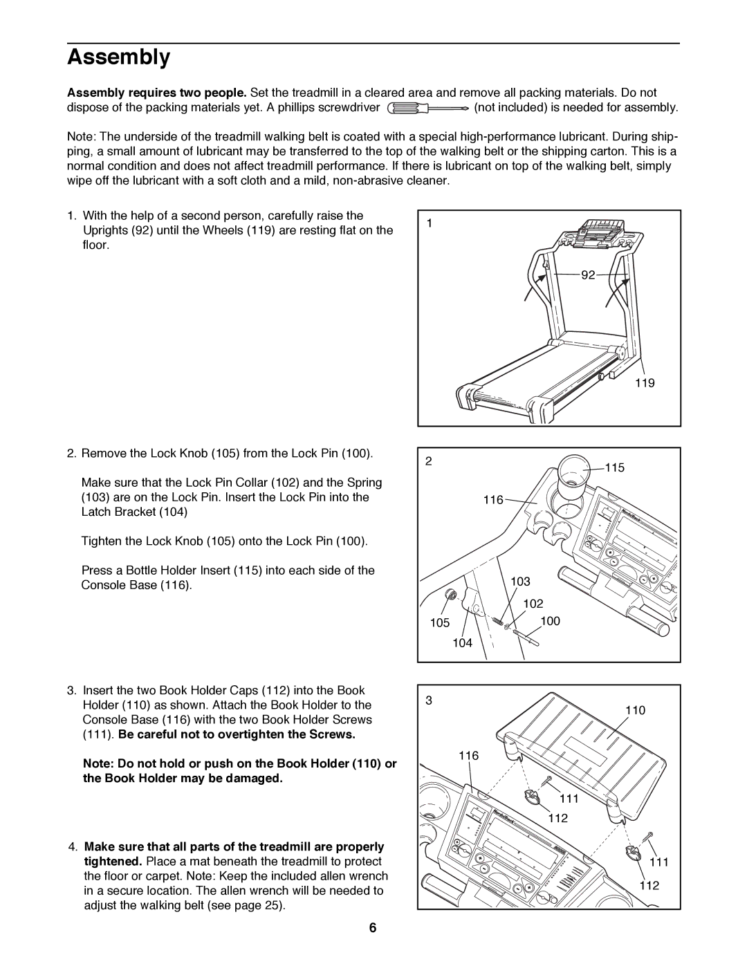 NordicTrack NTTL24080 manual Assembly 