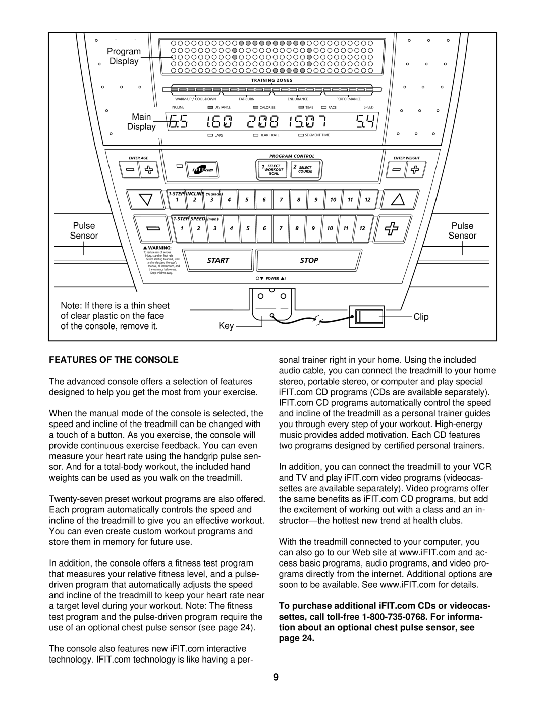 NordicTrack NTTL25510 manual Features of the Console 