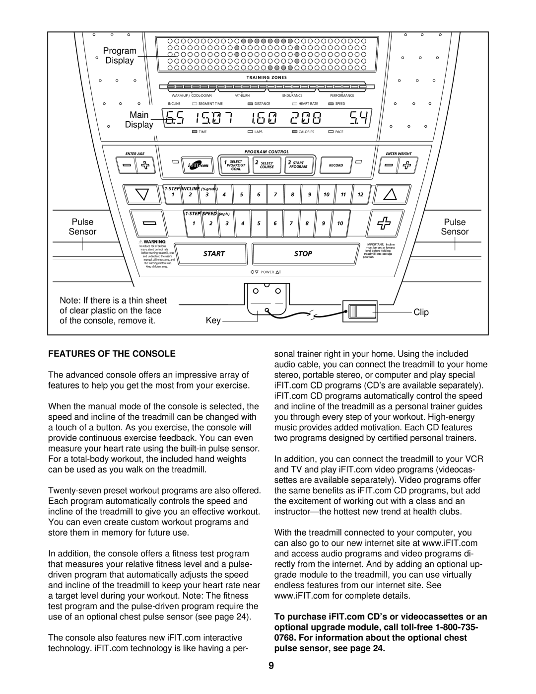 NordicTrack NTTL25900 manual Features of the Console 