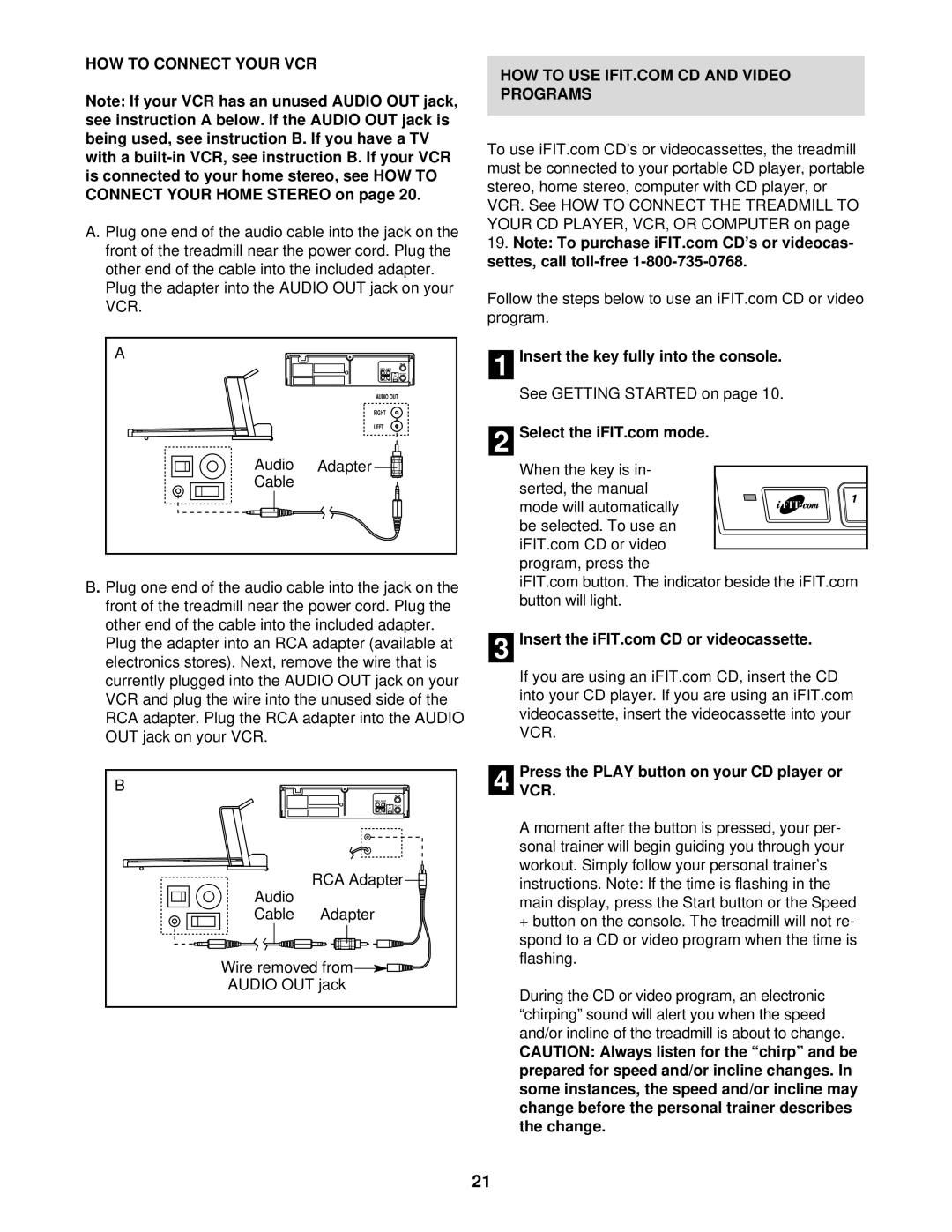 NordicTrack NTTL25901 manual HOW to Connect Your VCR, Audio Adapter Cable, PressVCR. the Play button on your CD player or 