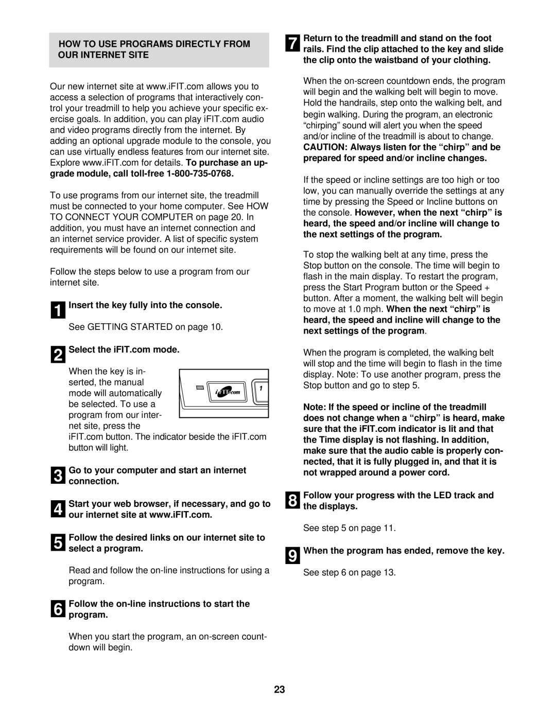 NordicTrack NTTL25901 manual HOW to USE Programs Directly from OUR Internet Site 