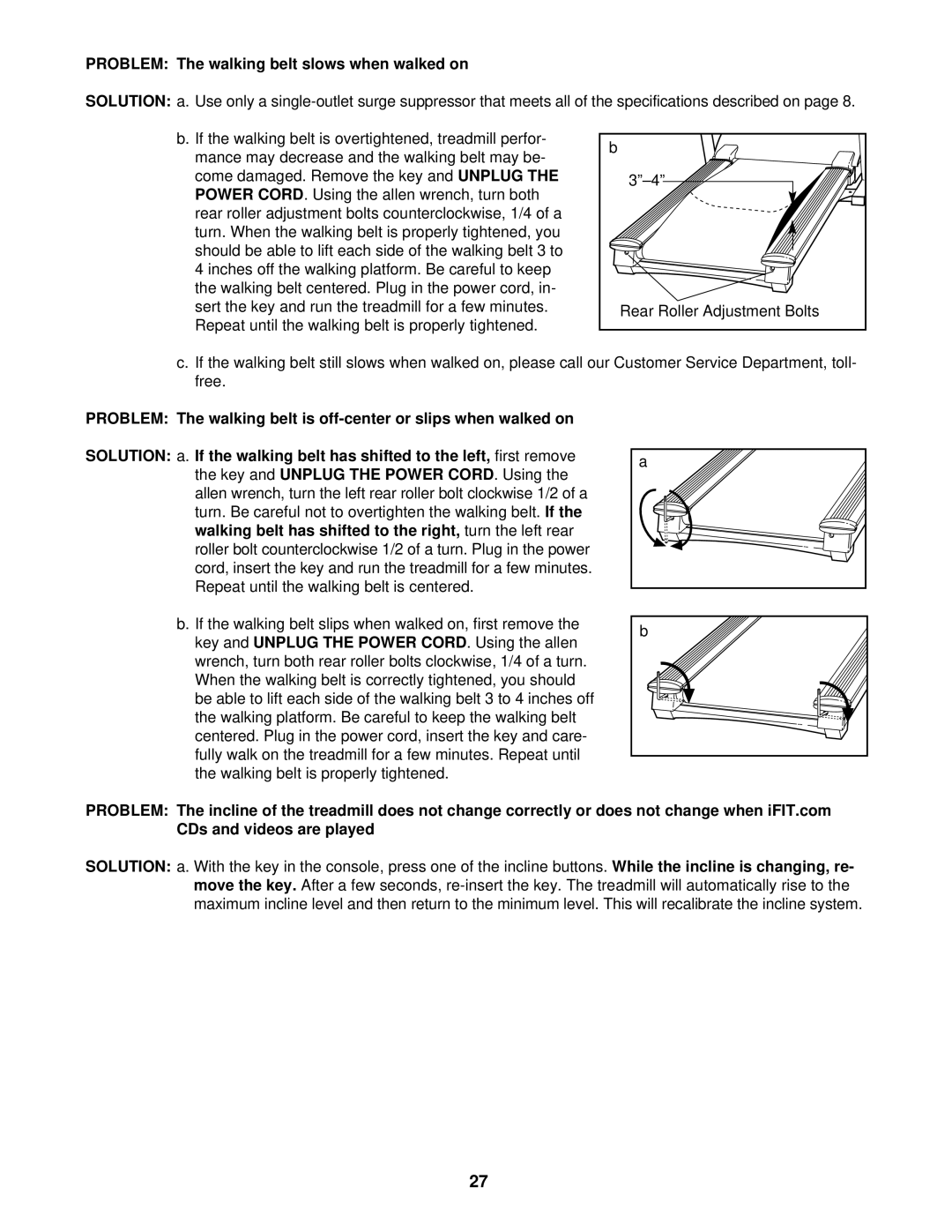 NordicTrack NTTL25902 user manual Problem The walking belt slows when walked on 