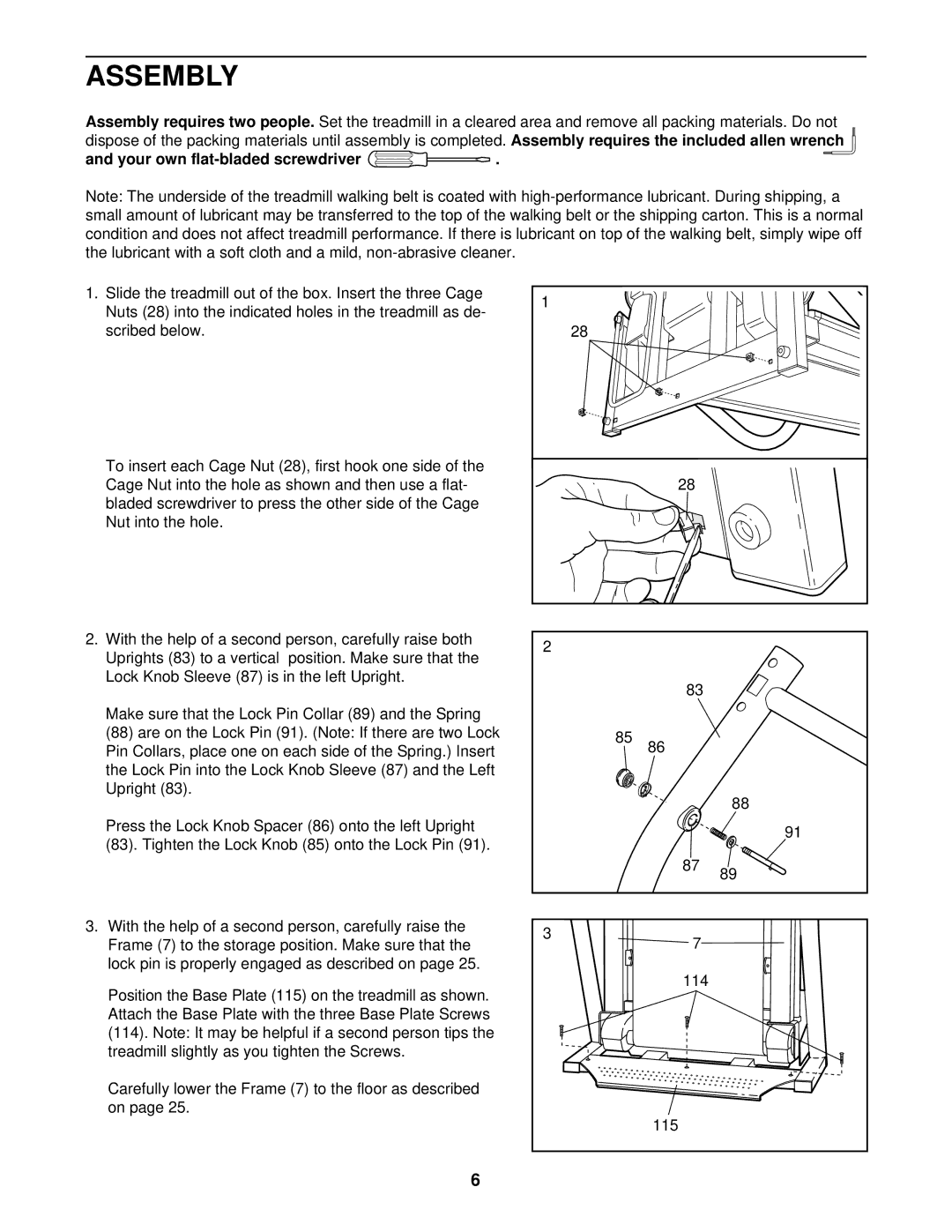 NordicTrack NTTL25905 user manual Assembly, Your own flat-bladed screwdriver 