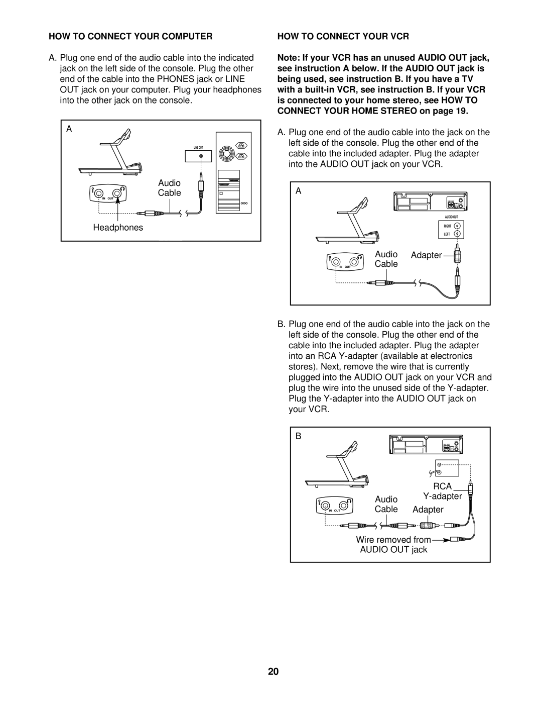 NordicTrack NTTL39910 user manual HOW to Connect Your Computer, HOW to Connect Your VCR, Audio Adapter Cable 