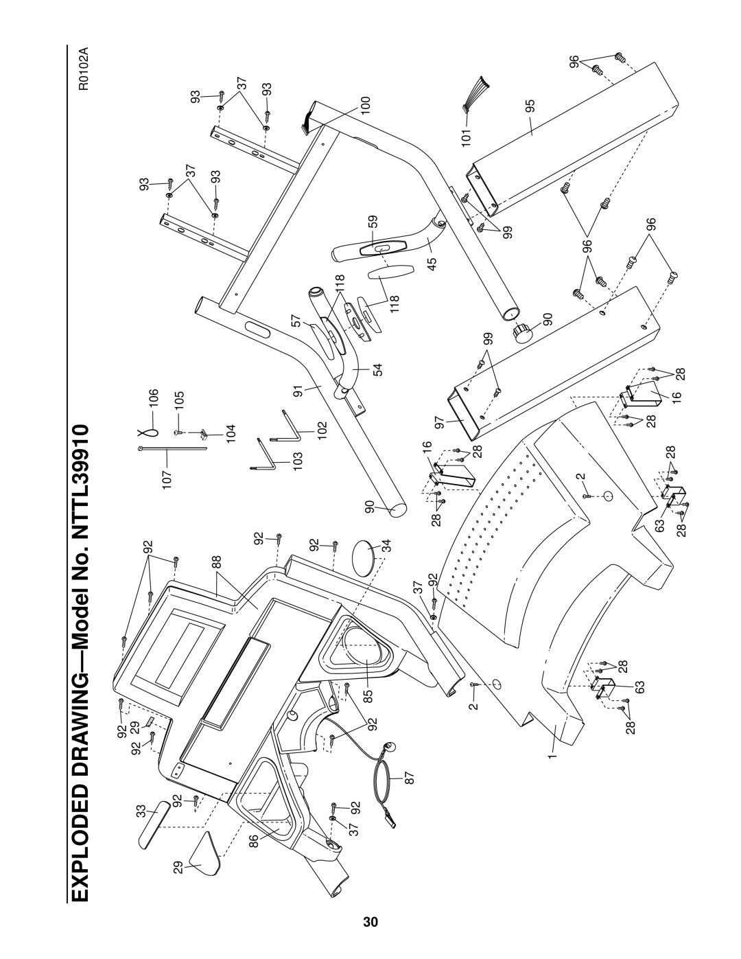 NordicTrack user manual Exploded DRAWING-Model No. NTTL39910 