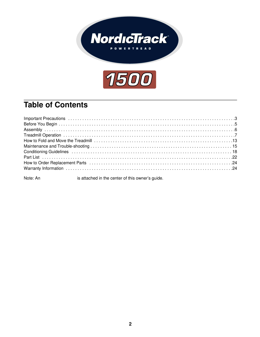 NordicTrack NTTL90080 manual Table of Contents 