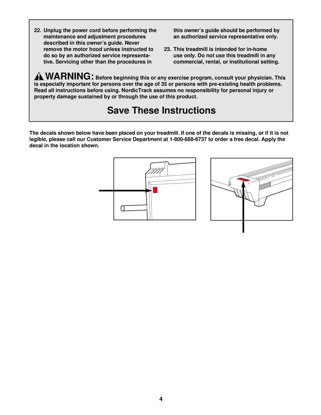 NordicTrack NTTL90080 manual Decal in the location shown 
