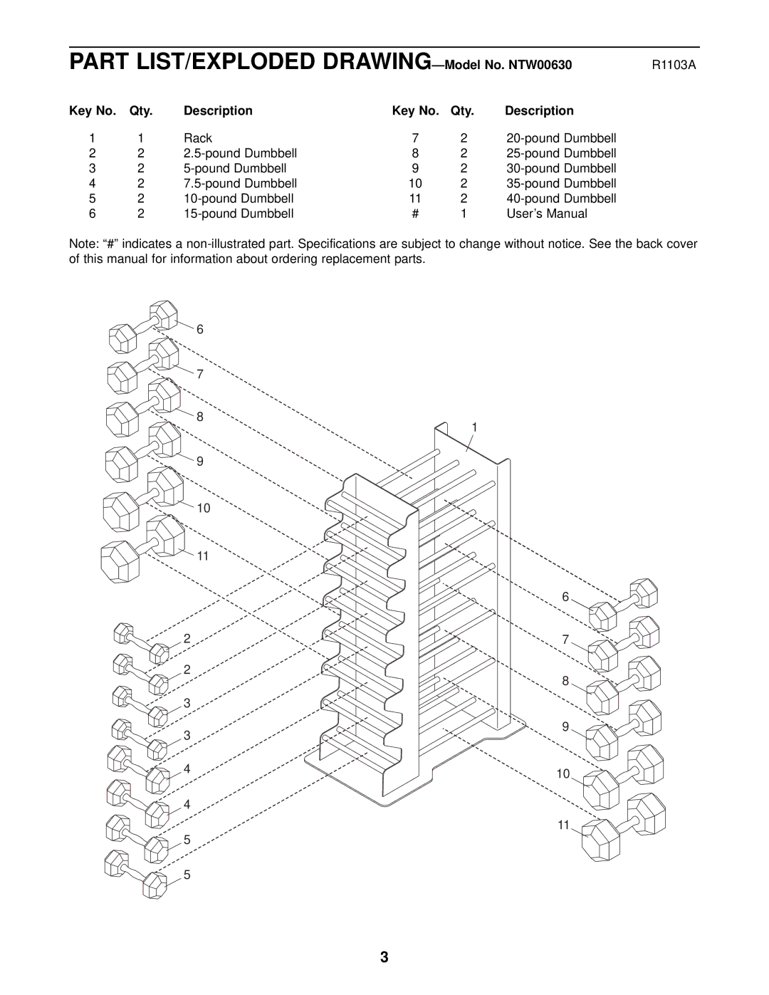 NordicTrack user manual Part LIST/EXPLODED DRAWING-Model No. NTW00630 