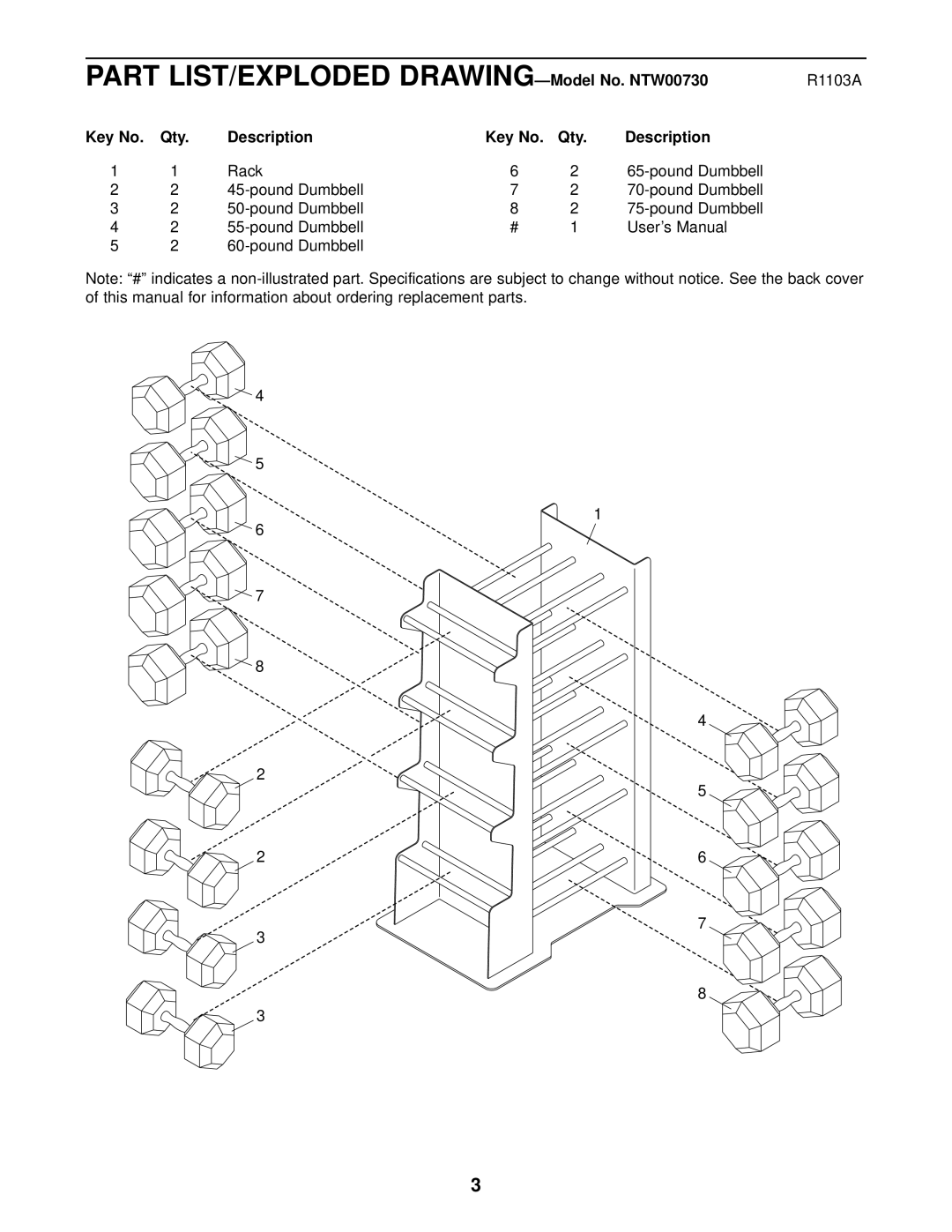 NordicTrack user manual Part LIST/EXPLODED DRAWING-Model No. NTW00730 