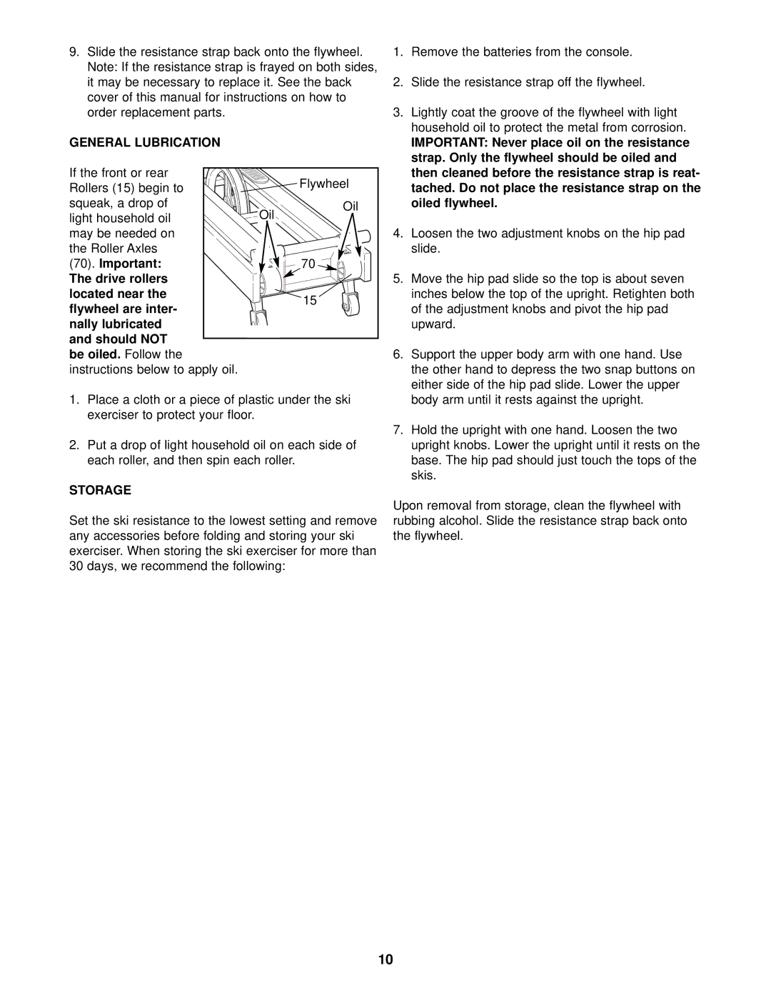 NordicTrack NTXC80182 user manual General Lubrication, Storage 