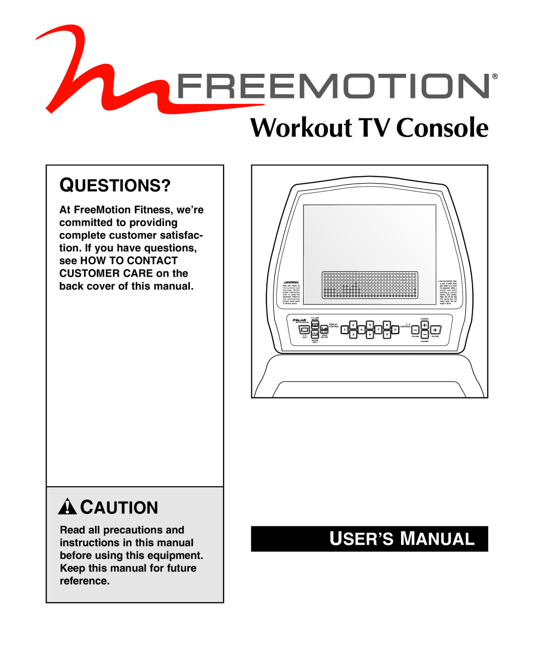 NordicTrack Workout TV Console user manual Questions?, USER’S Manual 