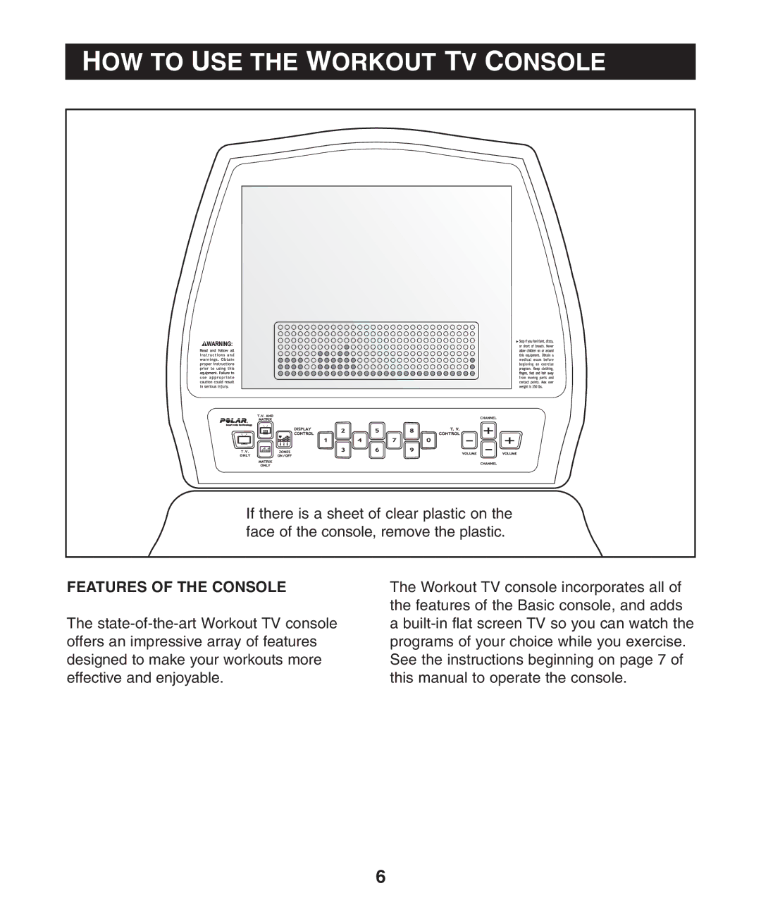 NordicTrack user manual HOW to USE the Workout TV Console, Features of the Console 