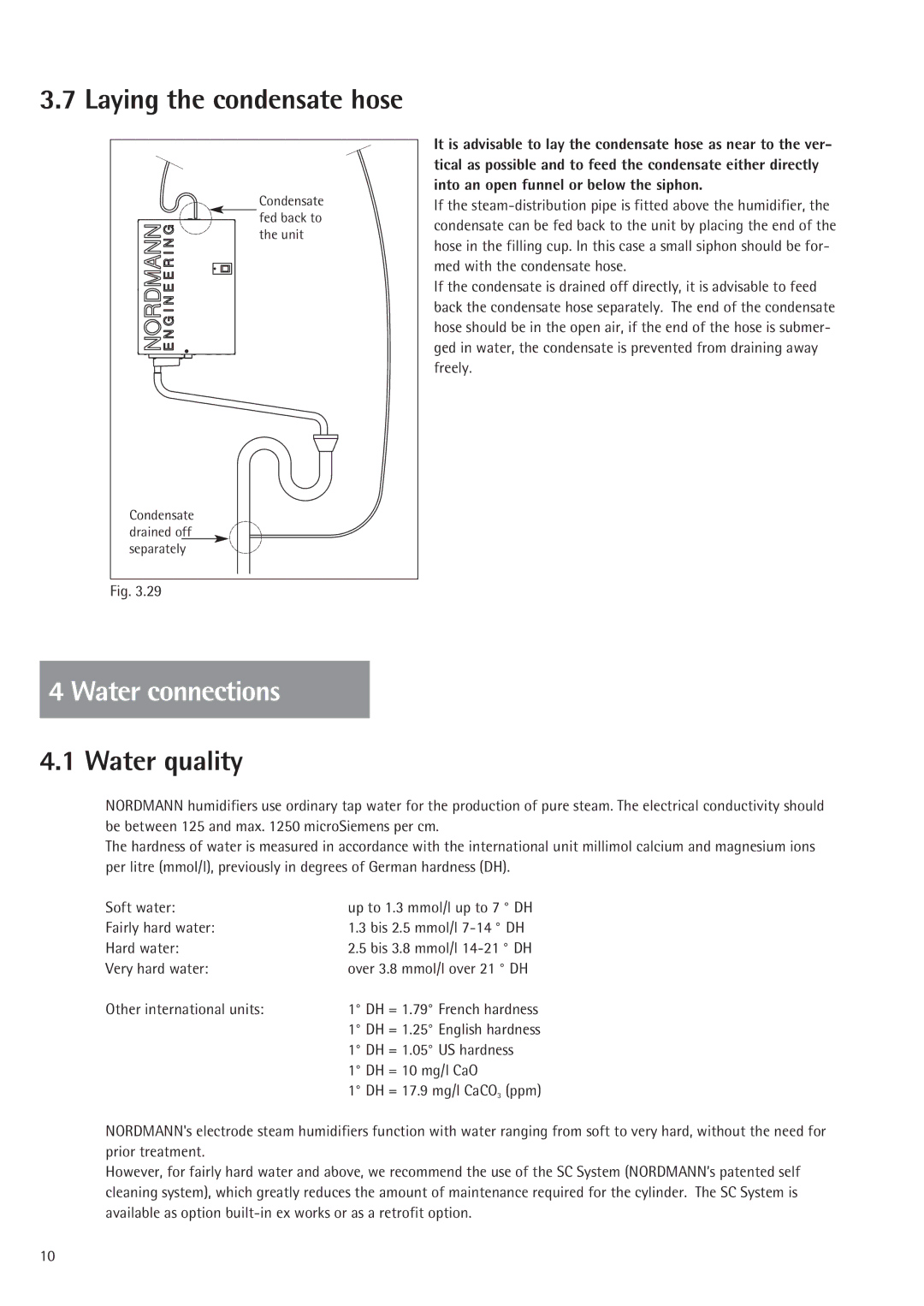 Nordmende 2401935EN0801 manual Water connections, Water quality 