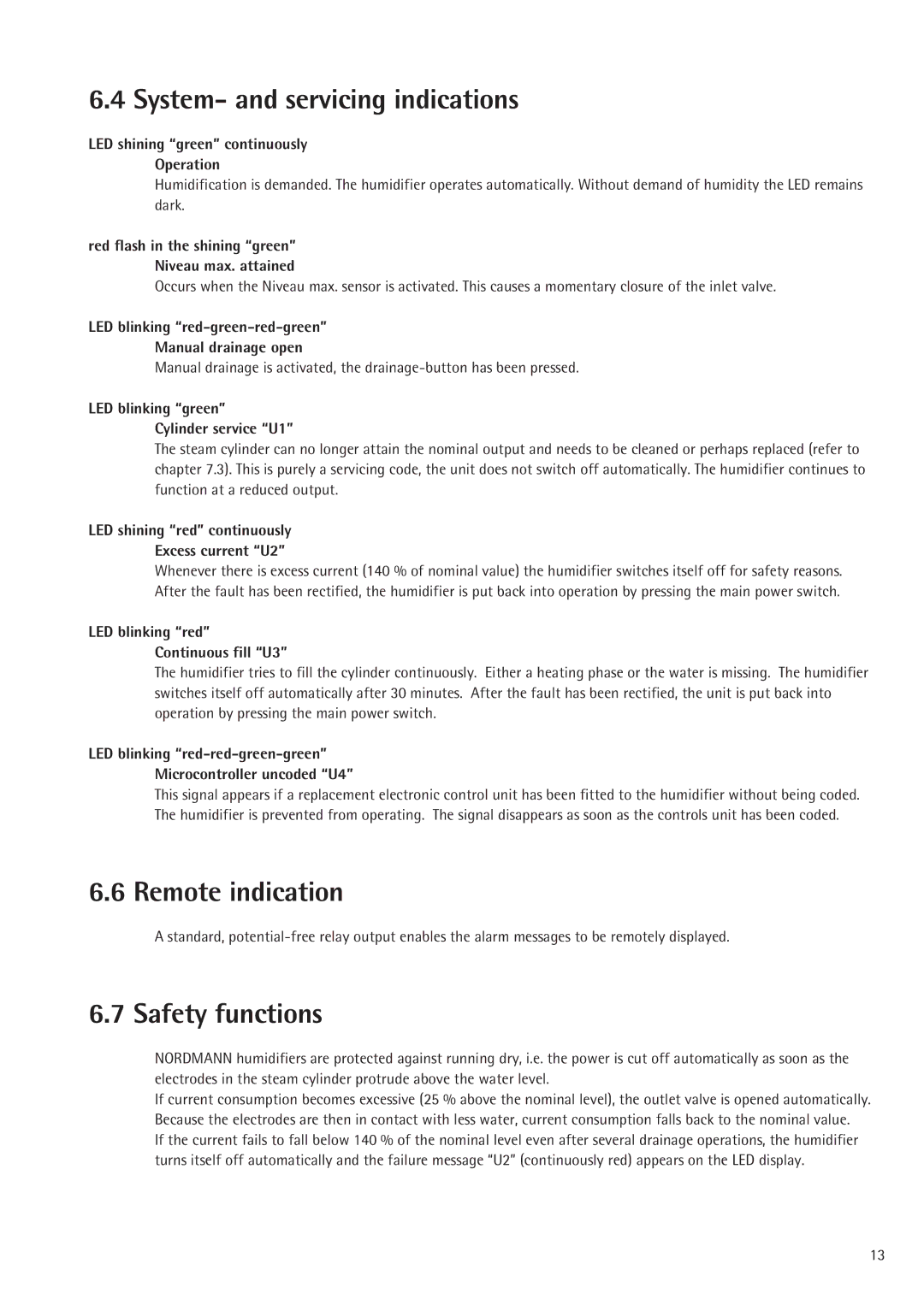 Nordmende 2401935EN0801 manual System- and servicing indications, Remote indication, Safety functions 