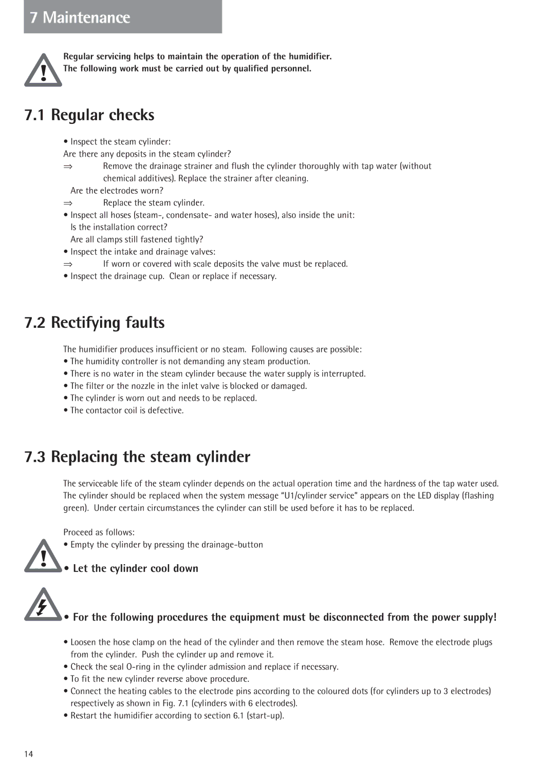 Nordmende 2401935EN0801 manual Maintenance, Regular checks, Rectifying faults, Replacing the steam cylinder 