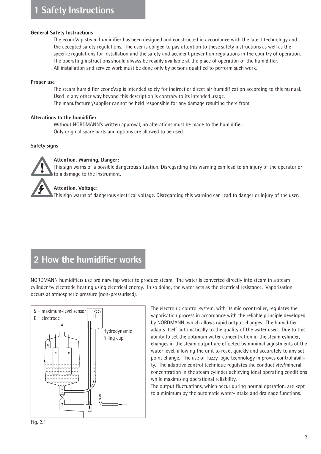 Nordmende 2401935EN0801 manual Safety Instructions, How the humidifier works 