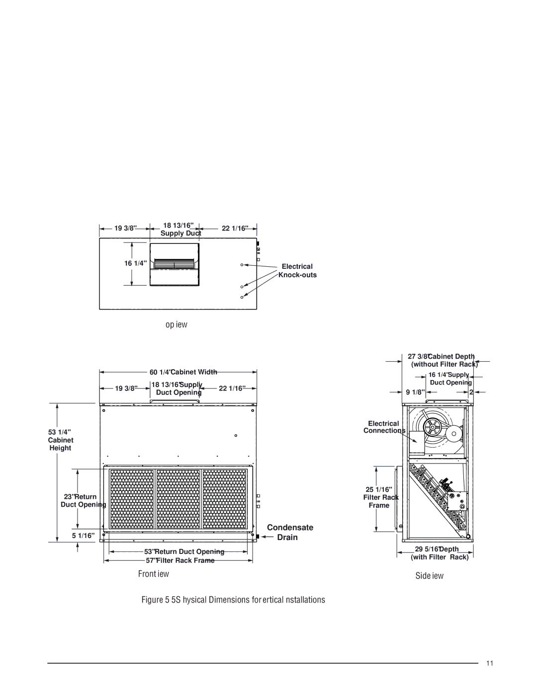 Nordyne B5SM -090 installation instructions Top View, Side View 