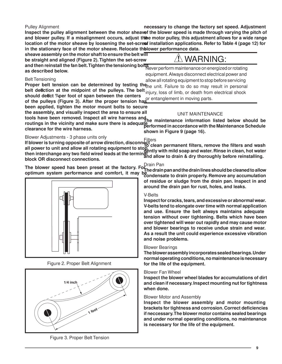 Nordyne B5SM -090 installation instructions Unit Maintenance 