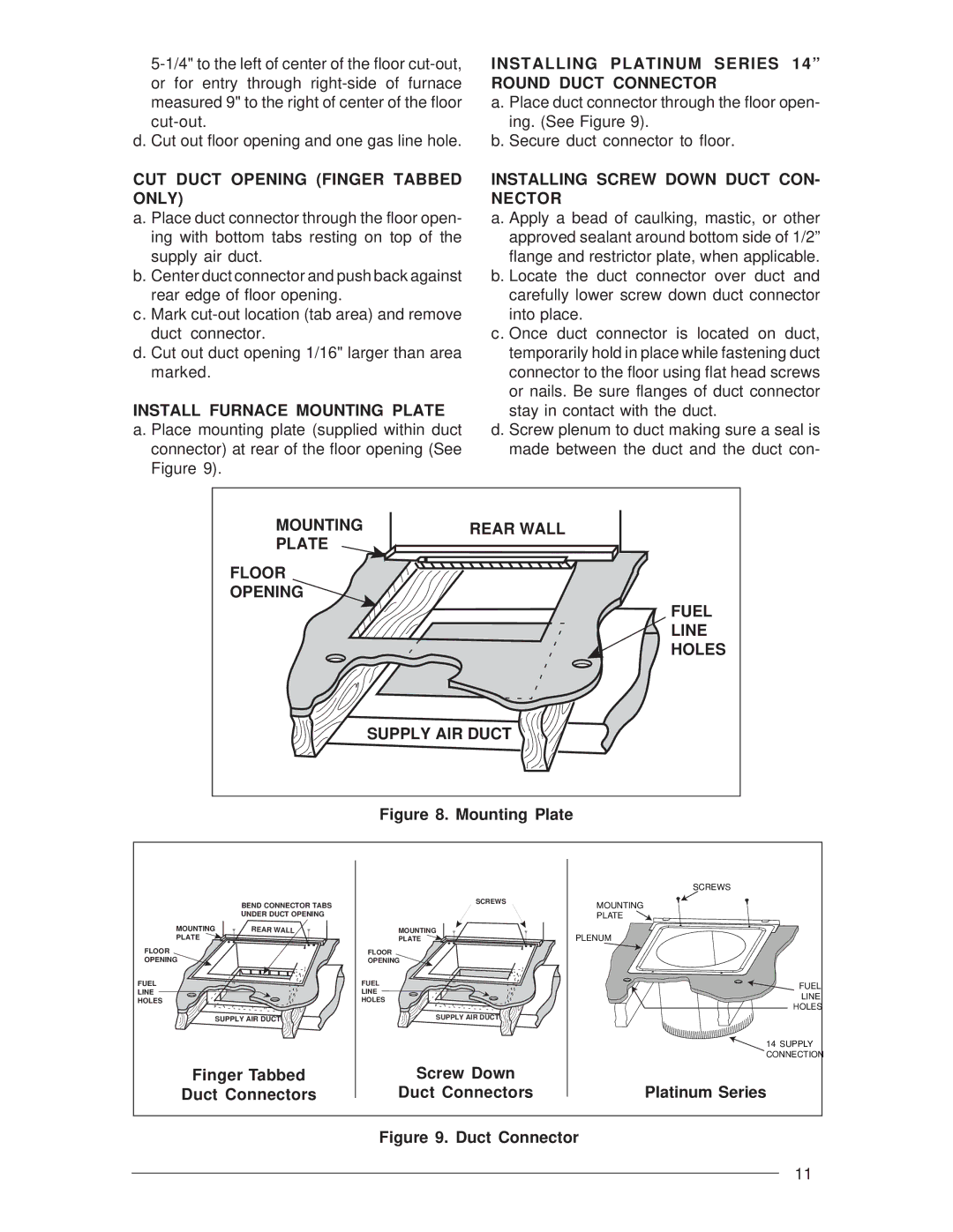 Nordyne M3RL Series CUT Duct Opening Finger Tabbed only, Installing Platinum Series 14 Round Duct Connector 