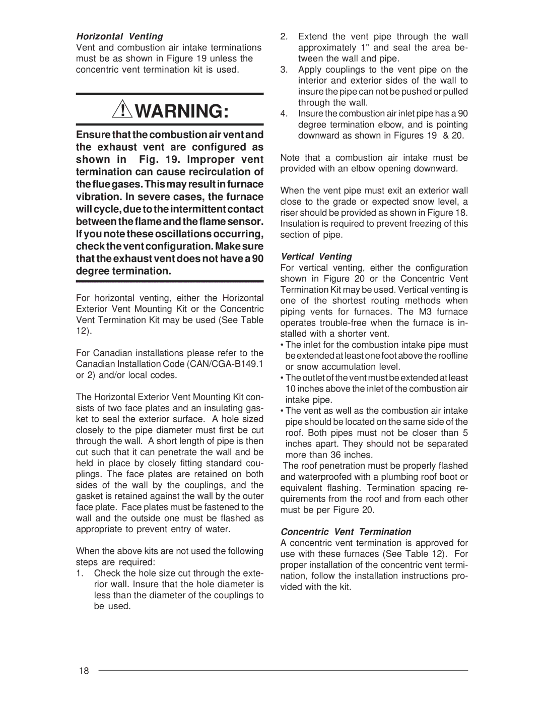 Nordyne M3RL Series installation instructions Horizontal Venting 