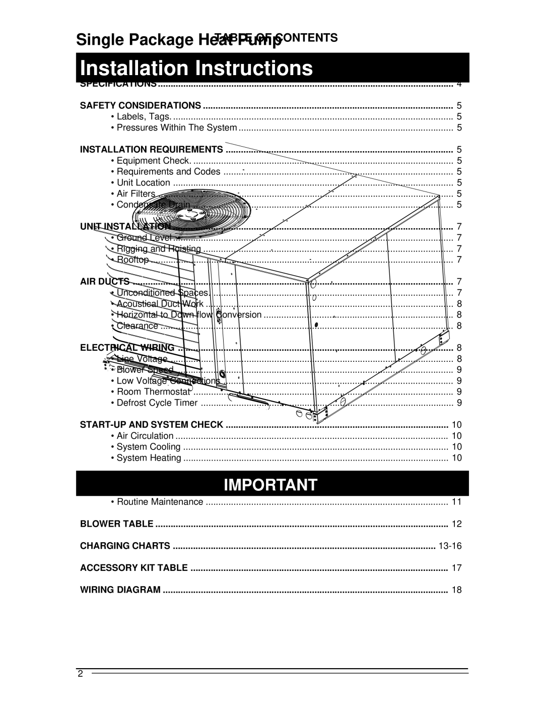 Nordyne Q4 Series installation instructions Table of Contents 