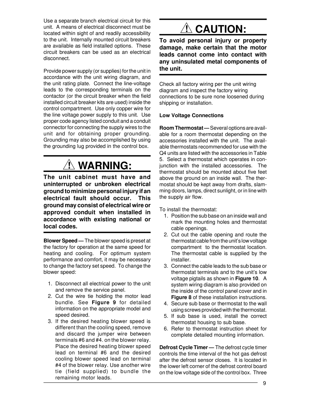 Nordyne Q4 Series installation instructions Low Voltage Connections 