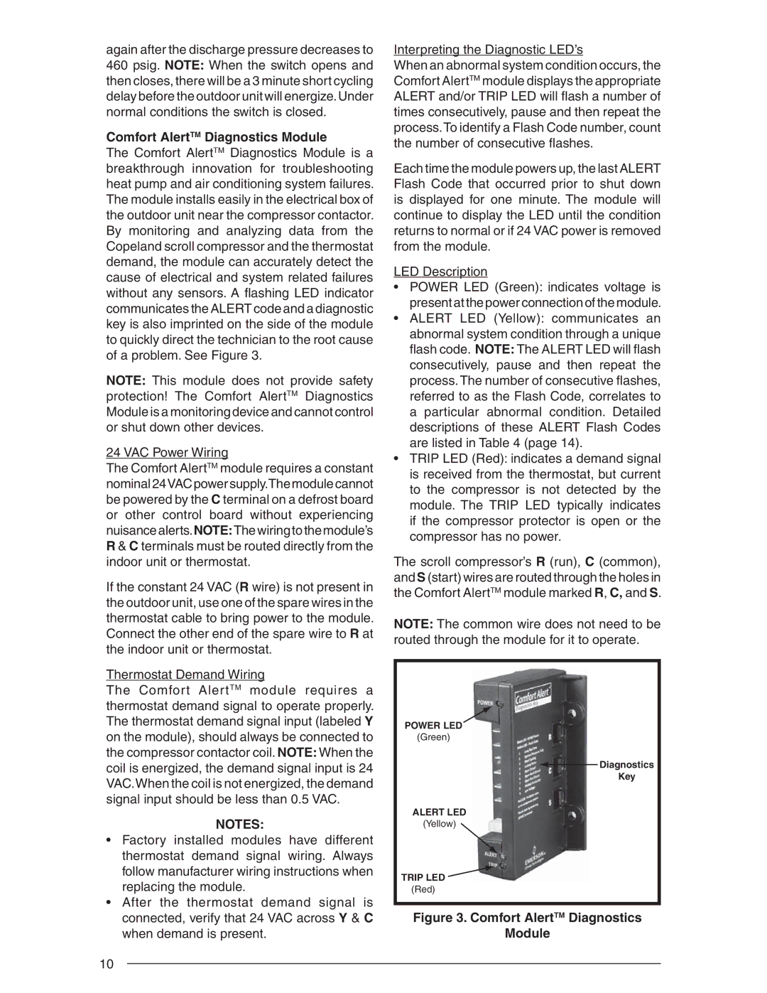 Nordyne R-410A user manual Comfort AlertTM Diagnostics Module, VAC Power Wiring 