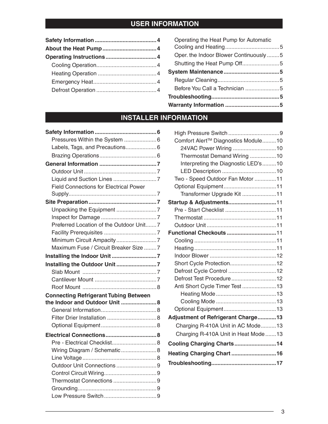 Nordyne R-410A user manual User Information 